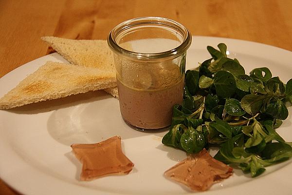 Poultry Liver Mousse with Wine Jelly and Marinated Lamb`s Lettuce
