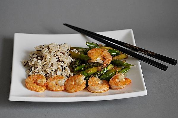 Prawns with Green Asparagus and Oyster Sauce