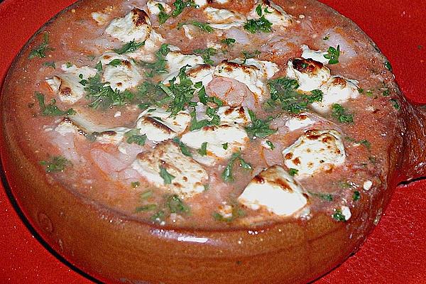 Prawns with Tomatoes and Sheep Cheese