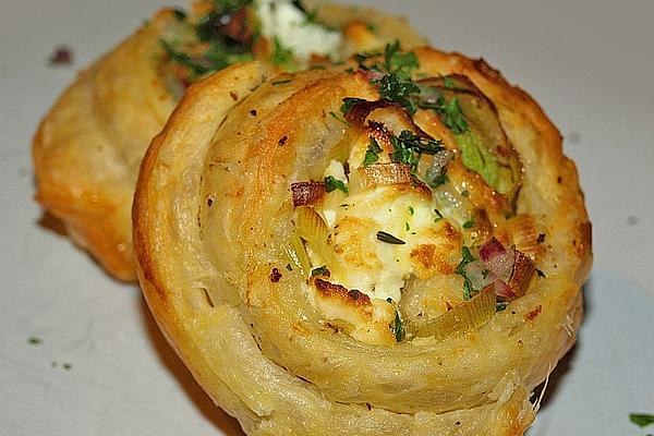 Puff Pastry Rolls with Leek and Feta