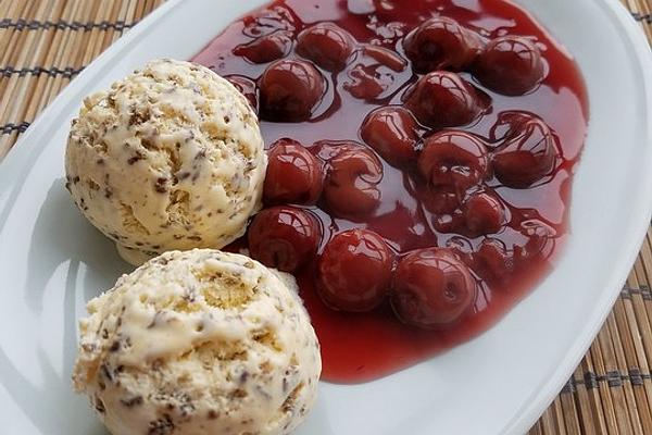 Pumpernickel Ice Cream with Sour Cherries