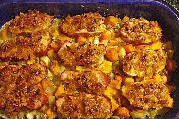 Pumpkin and Carrot Vegetables with Pork Chops