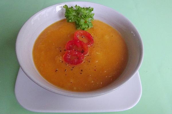 Pumpkin Soup with Mango and Chilli