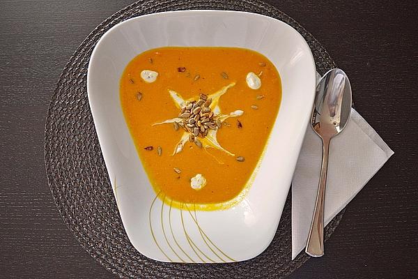 Pumpkin Soup with Sweet Potatoes and Peanut Butter
