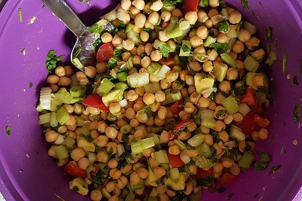 Quick Chickpea Salad with Celery, Tomato and Avocado