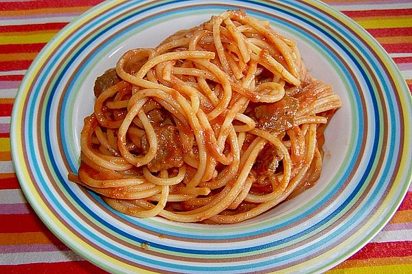Quick Spaghetti with Pieces Of Roulade