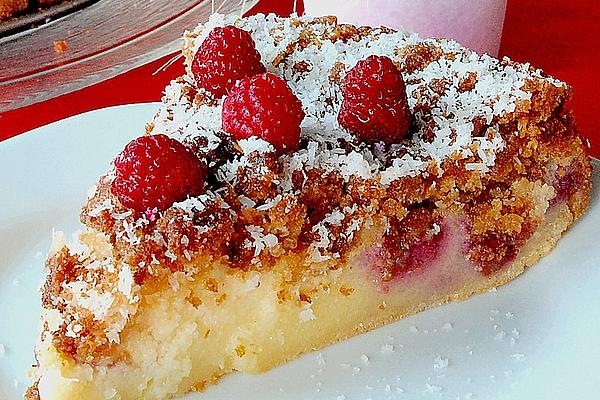 Raspberry – Mascarpone – Cheesecake with Coconut – Crunchy Crumble