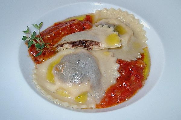 Ravioli with Black and White Filling