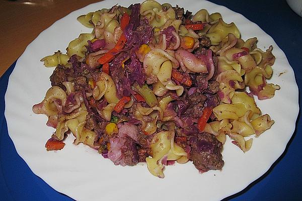 Red Cabbage – Mince – Noodles
