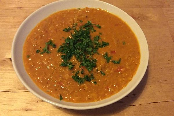 Red Lentil Curry Soup with Coconut Milk for Lazy
