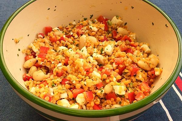 Red Lentil Salad with Feta Cheese