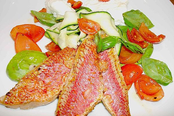 Red Mullet Fillets with Zucchini Caprese