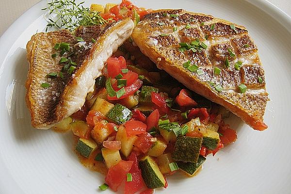 Red Snapper on Zucchini – Tomatoes – Vegetables