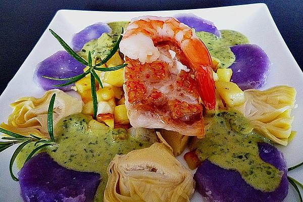 Red Snapper with Artichokes – Potatoes – Vegetables and Basil Foam