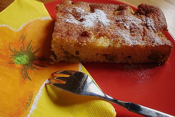Rhubarb Cake with Amarettini Crumbs