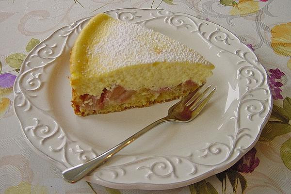 Rhubarb Cake with Quark Foam Topping