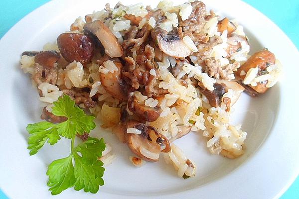 Rice Pan with Mince and Mushrooms
