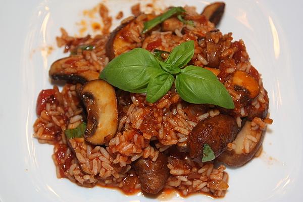 Rice Pan with Tomatoes and Mushrooms