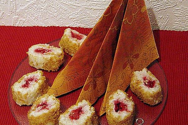 Rice Pudding – Sushi with Raspberries in Nut Coating