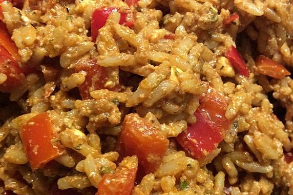 Rice Salad with Peppers and Feta Cheese