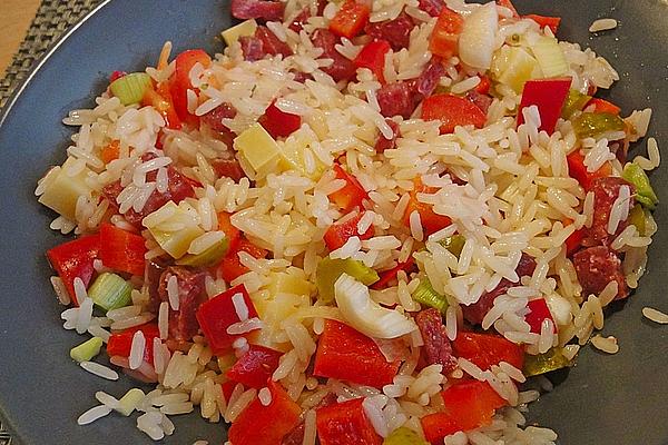 Rice Salad with Salami and Peppers