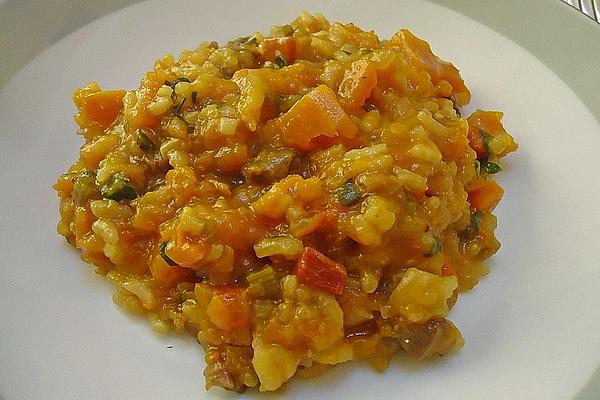 Risotto with Pumpkin, Bacon and Porcini Mushrooms