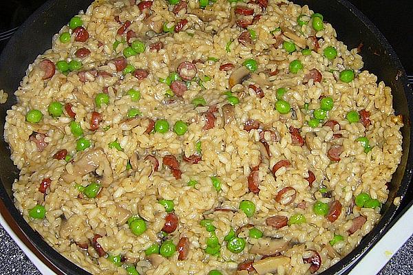 Risotto with Salami and Peas