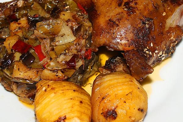 Roast Chicken in Olive Oil with Mediterranean Vegetables