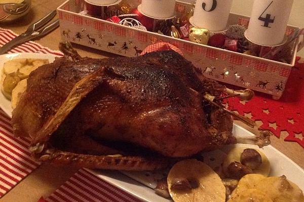 Roast Goose Filled with Apples, Chestnuts and Bread Dumplings