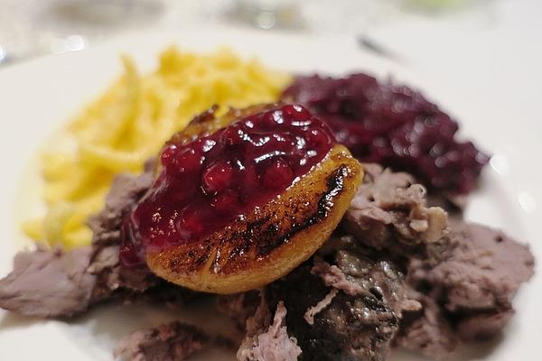 Roast Venison with Caramelized Pears