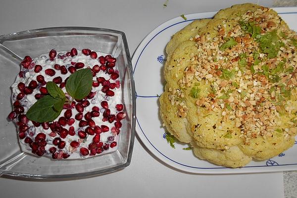 Roasted Cauliflower with Pomegranate Seed Dip