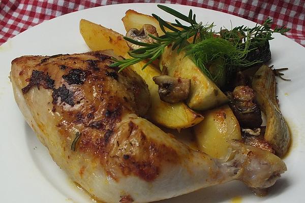 Roasted Chicken with Potatoes and Herbs