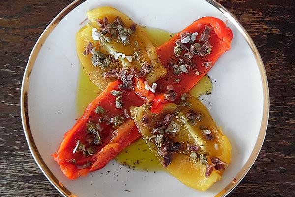 Roasted Peppers with Anchovies, Capers and Garlic