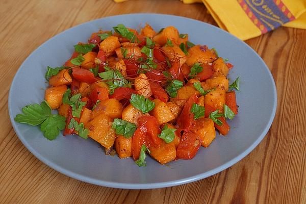 Roasted Sweet Potato Cubes with Paprika Vegetables