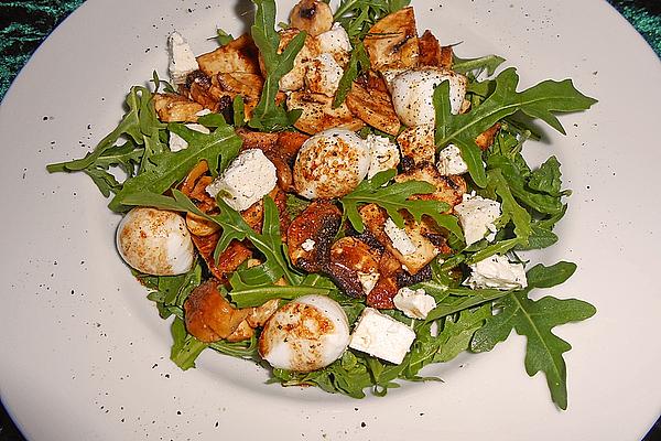 Rocket Salad with Sheep Cheese and Mushrooms