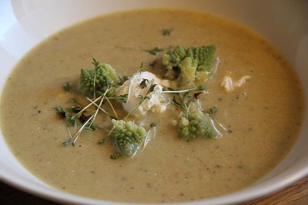Romanesco Soup with Fresh Goat Cheese