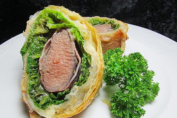 Saddle Of Lamb in Puff Pastry with Savoy Cabbage