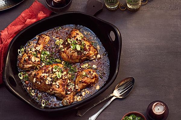 Saffron and Honey Chicken Legs with Hazelnuts