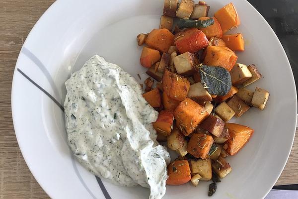 Sage and Tofu Squash with Herb Curd