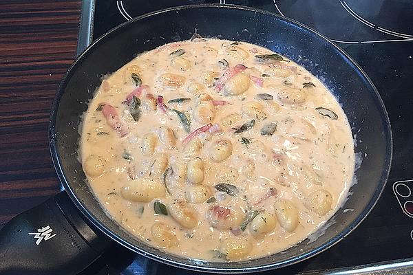 Sage Gnocchi with Bacon and Cream Sauce