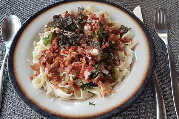 Sage Pasta with Bacon and Chanterelles