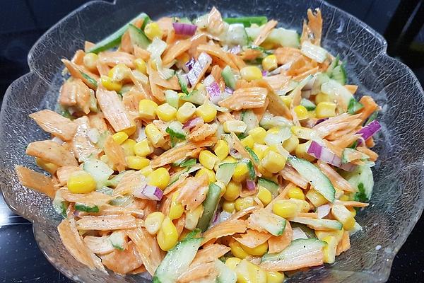 Salad with Carrots, Corn and Cucumber
