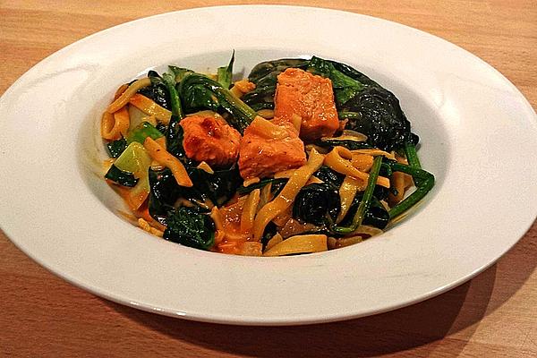 Salmon and Spinach Wok