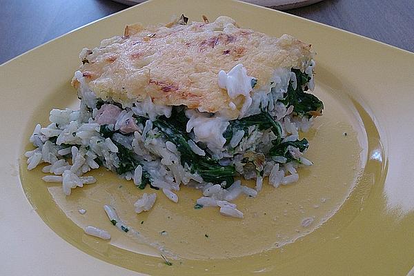 Salmon Casserole with Spinach and Rice