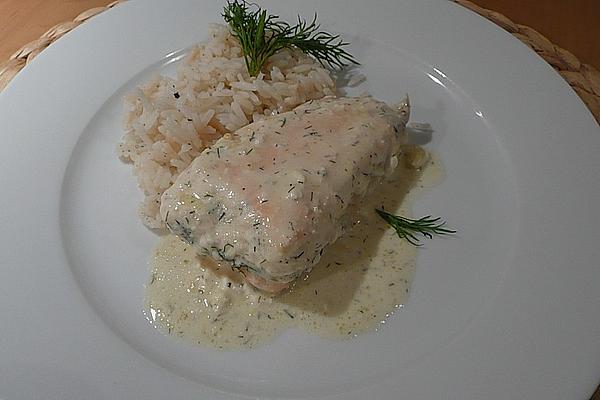 Salmon Fillet in Dill Cream with Lime Rice