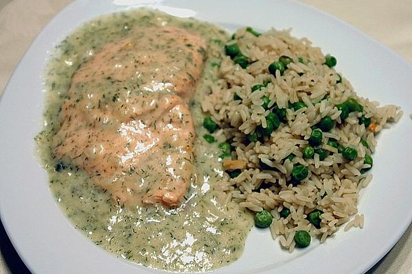 Salmon Fillet in Fine Dill Sauce, with Rice