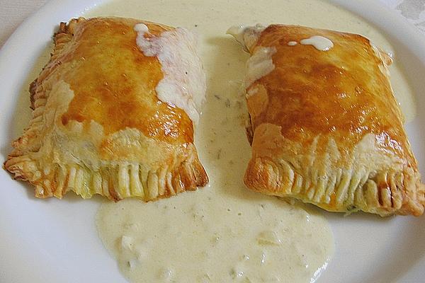 Salmon Fillet with Spinach in Puff Pastry and Mustard Cream Sauce