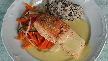 Seared Salmon Fillet with Vegetable Couscous and Coconut Lime Sauce