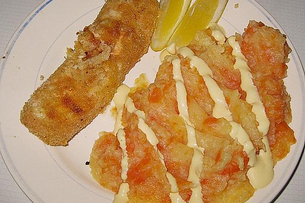 Salmon Fish Fingers XXL with Potato and Carrot Puree