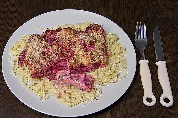 Salmon Gratin with Beetroot and Horseradish